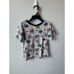 Maximus Rex Boys Construction Vehicle Print Playful T-Shirt Size 5 White Blue